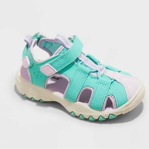 NWT Girls’ Cat & Jack Green/Purple Water Shoe Sandals, Sz 7